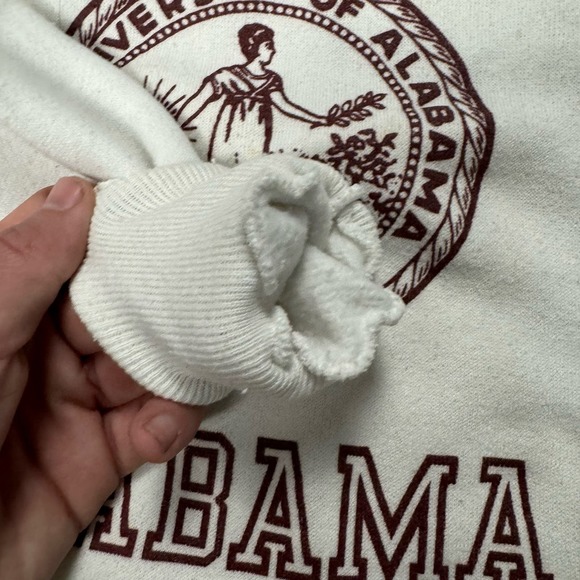 NCAA University of Alabama 80s Vintage White College Crewneck - Picture 6 of 7